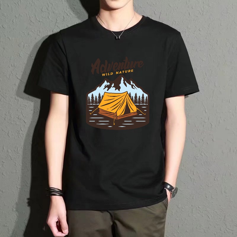 Men's Black Round-Neck Short-S - Outdoor Adventure Outfit recensione e prezzo