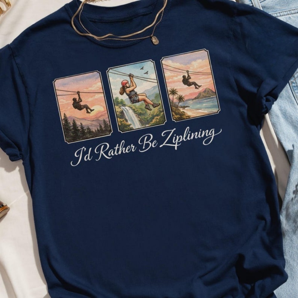 I'd Rather Be Ziplining T-Shir - Outdoor Adventure Ziplines & Waterfall Puerto Vallarta recensione e prezzo